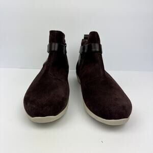 Vionic Ankle Boots Womens 9.5 Chocolate Water Repellent Suede Romy Winter Shoes